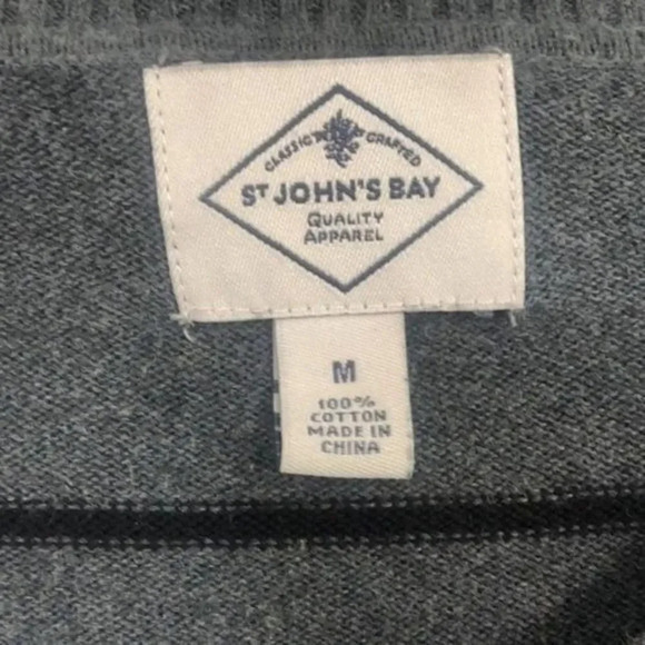 St Johns Bay Sweater V Neck Striped Gray Black‎ Long Sleeve Knit Pullover Top - Picture 6 of 12